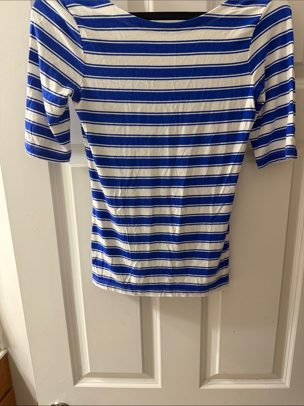 Banana Republic Blue and White Striped Short Sleeve Tee